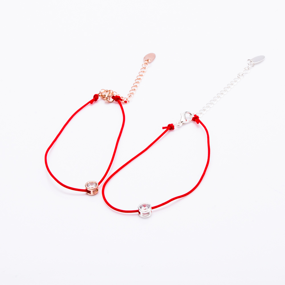 1 Uds plata/rojo oro rojo con oro rojo cuerda trenzada de la suerte Mano a Mano Unisex cuerda Simple brazalete de cristal pulseras Simple estilo Casual