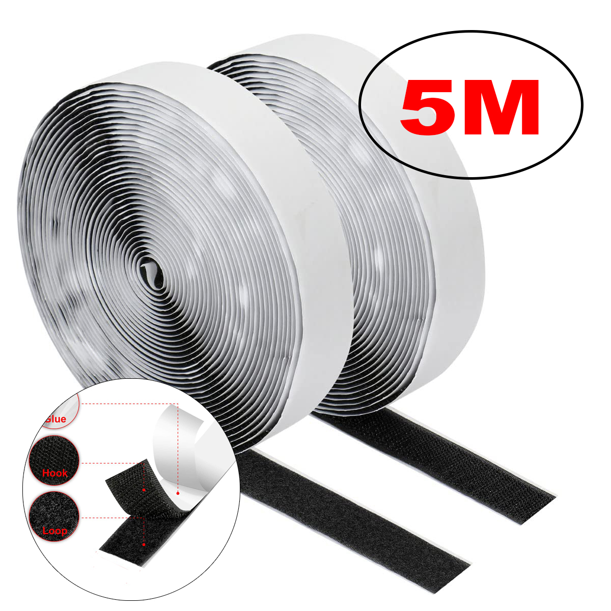 Belcro, 1-25M Correa Tiras De  Cinta Autoadhesiva Auto Adhesivo De Gancho y Bucle, Negro, Blanco, Casa, Bricolaje, Grifo Mágico, Pegatinas De Pegamento Muy Fuerte , Correa Adhesiva Costura Organizador Muy Fuerte: 10mm / Negro