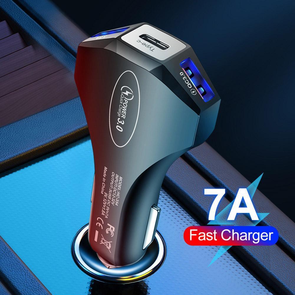 7A Autolader Usb Type C Pd Fast Charger Quick Charge 3.0 Voor Iphone 13 Samsung Xiaomi Huawei Auto Opladen moible Telefoon Oplader