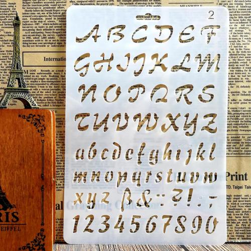 English Alphabet Number DIY Scrapbook Drawing Template Measuring Ruler Stencil: White 2