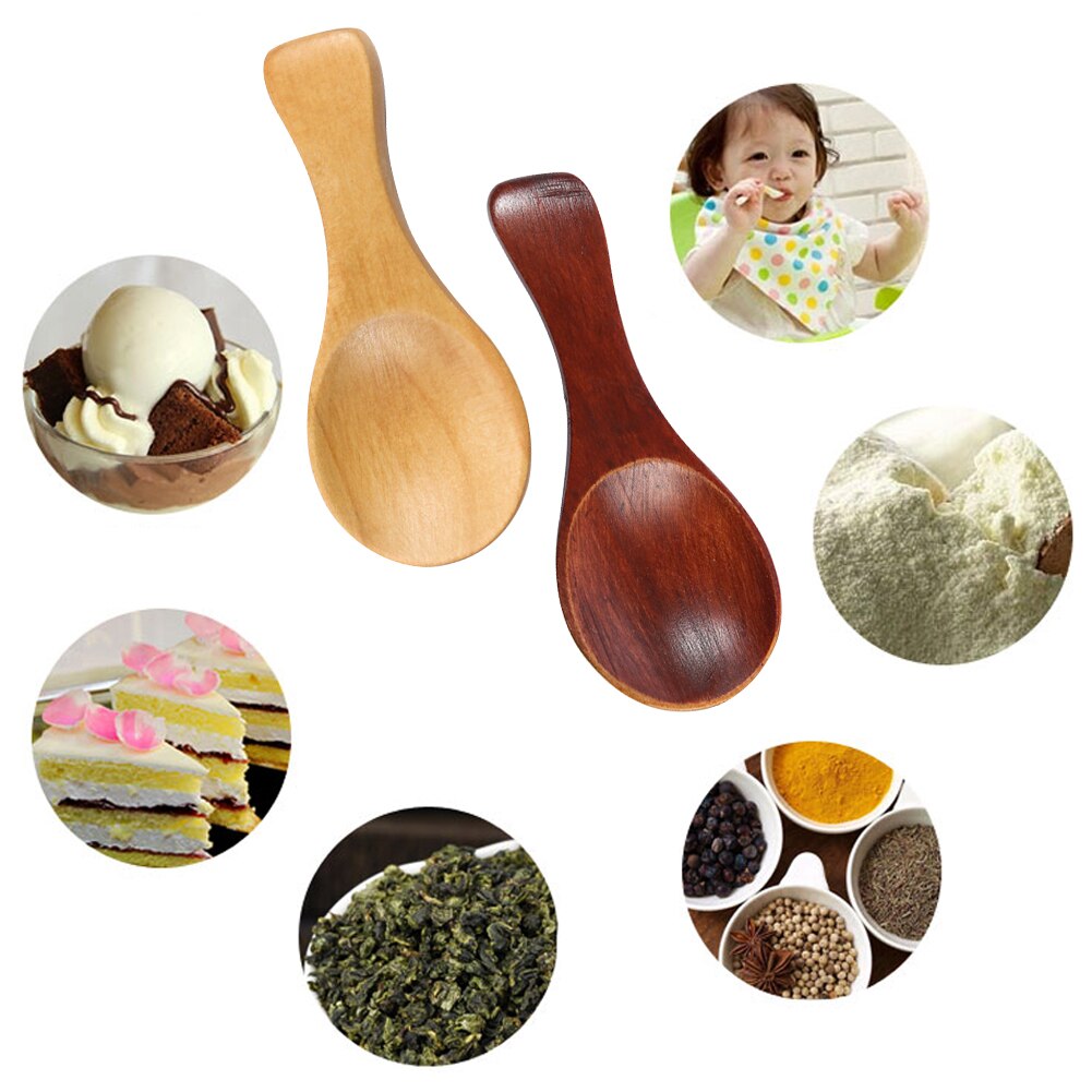 Mini cuillère à condiments en bois, glace, café, thé, cuillère à sucre, cuillères en bois de sel, outils de cuisine, couverts, Gadgets de cuisine