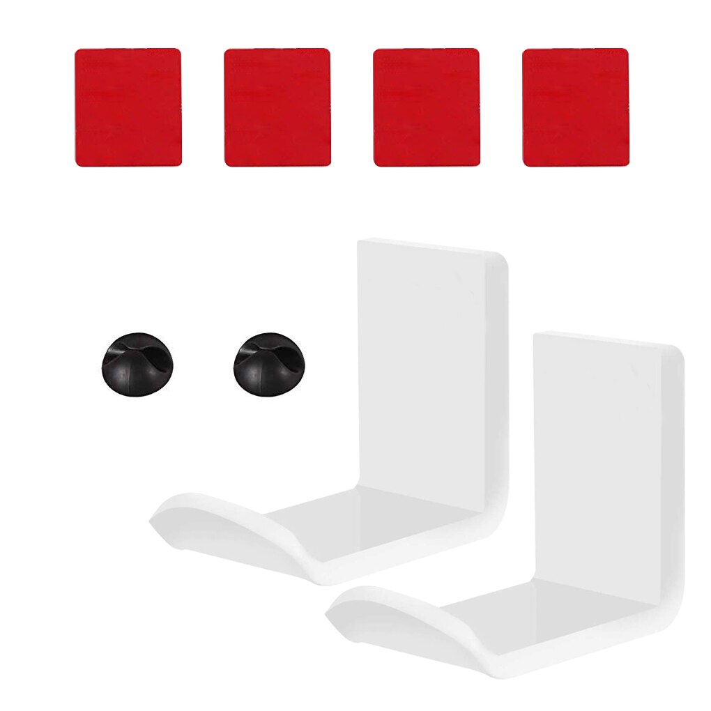 Headphone Wall Hanger Computer Headset Earphone Display Holder Acrylic Wall Mounted Hook 1/2pcs: white x 2pcs