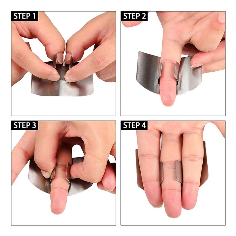 8 Pcs Stainless Steel Finger Guard,Finger Protector Hand Guard Avoid Hurting When Slicing &amp; Dicing,Kitchen Safe Cut Tool