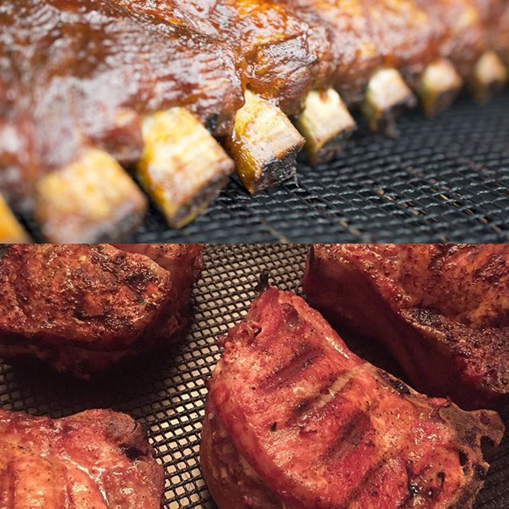 BBQ Mesh Grill Mat Non Stick Barbecue Cooking Mesh Mats PTFE Baking Sheet Pad Universal Heat-resistant Barbecue Tools