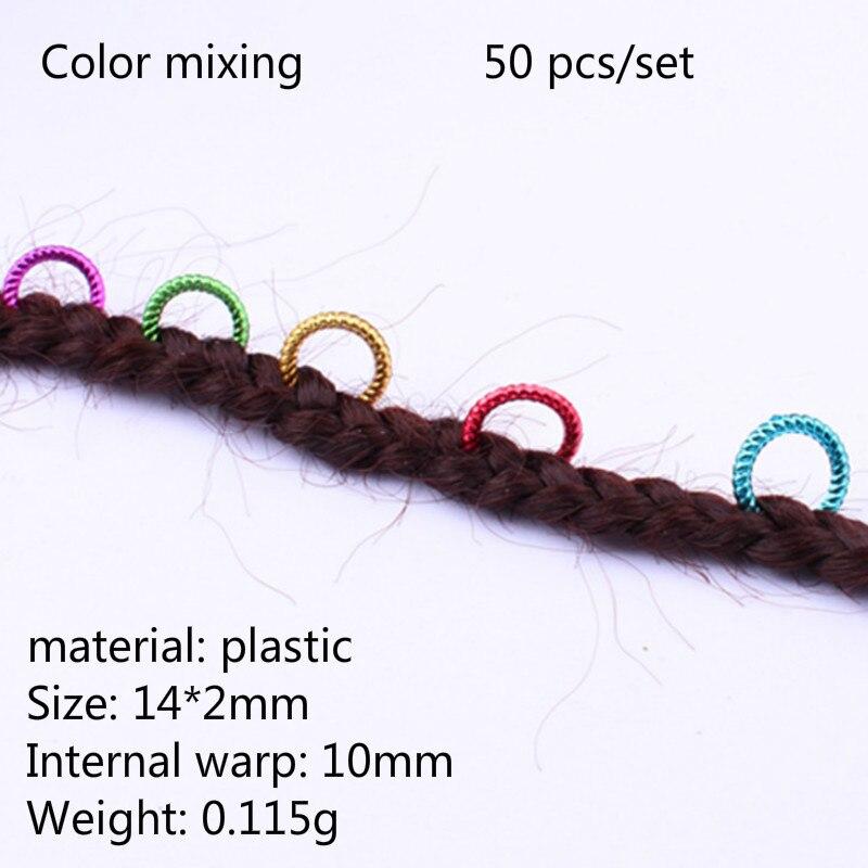 50 pièces/ensemble cheveux tresse perles pince à cheveux tresses breloques colorées Dreadlock anneau perles cheveux Braider outils de coiffure accessoires de cheveux