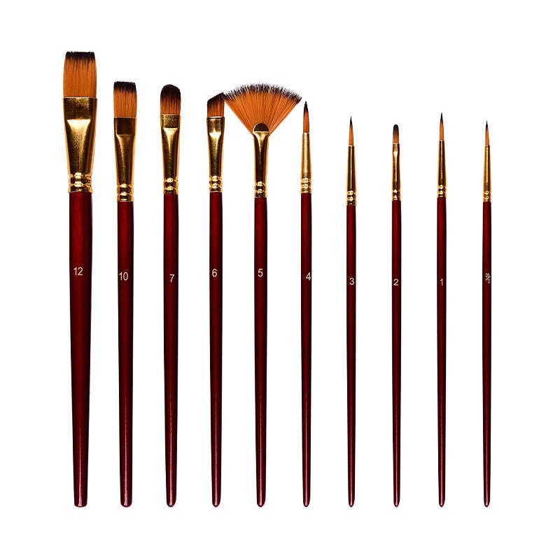 Ensemble de 10 pinceaux de peinture, ensemble de pinceaux d'artiste