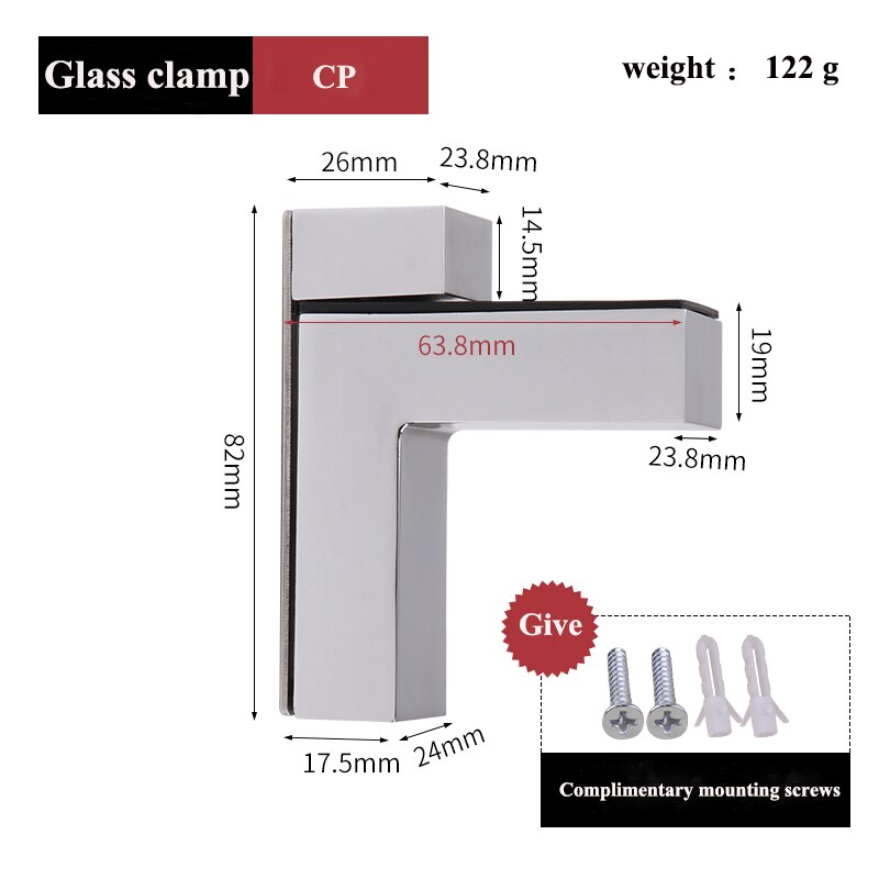 Zinc alloy Glass clamp Adjustable glass clip partition plate plate plate fish mouth clamp f clamp fixing bracket clip plate