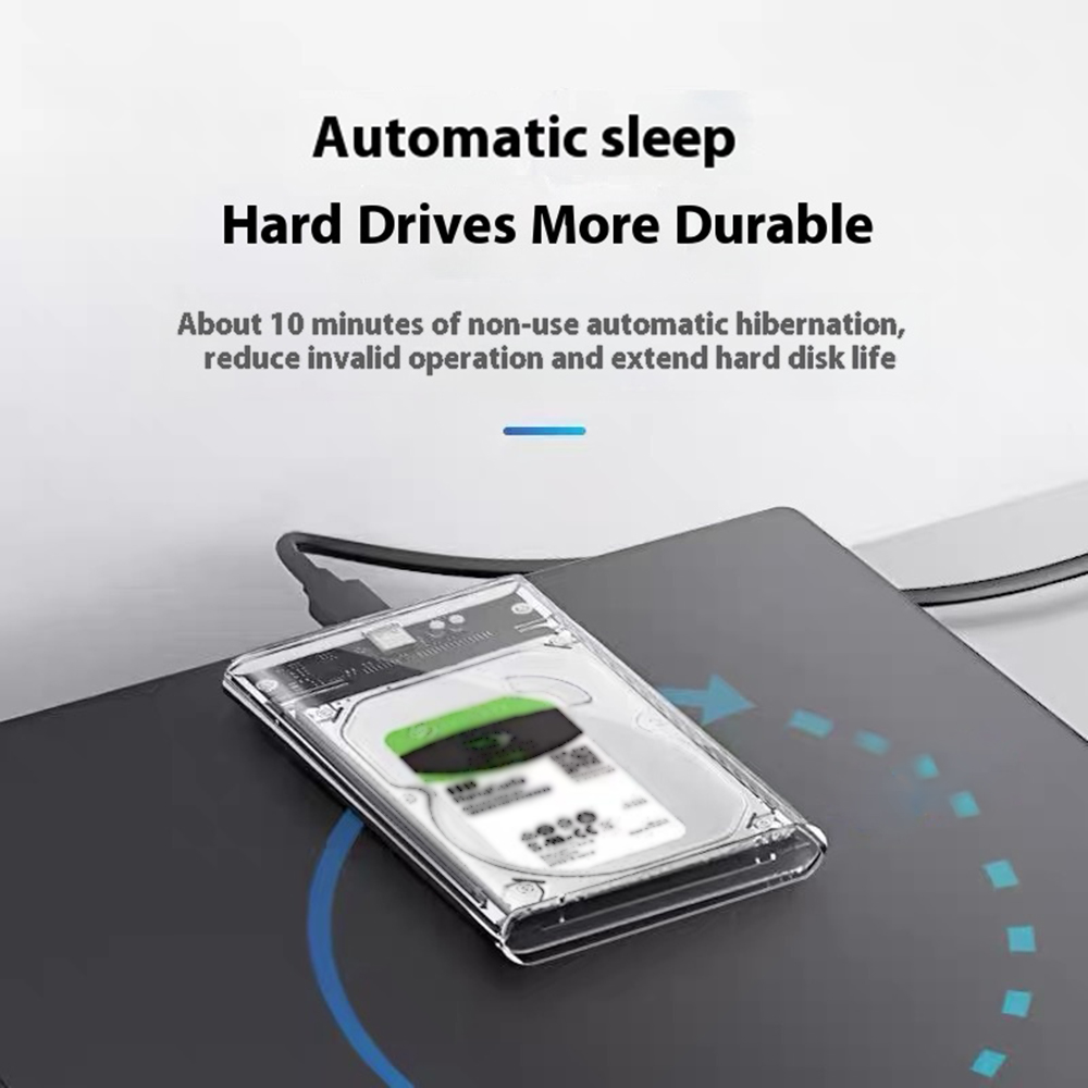 2.5'' External Hard Drive Enclosure USB 3.0 / 3.1 Type C to SATA III HDD Adapter 5Gbps Tool Free Clear External Hard Drive Case