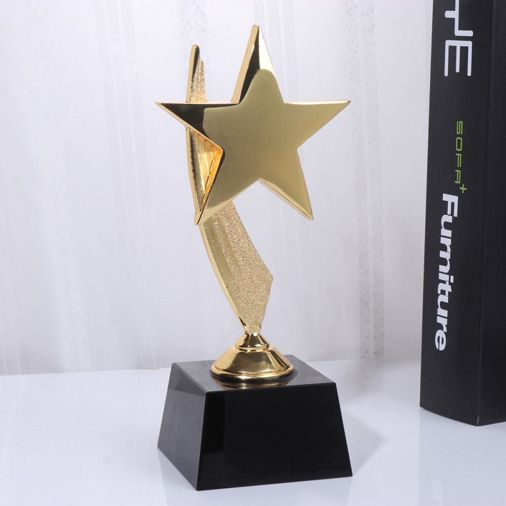 1PC Golden Star Award Trophy Resin Reward Prizes Decor Awards Trophy for Sports Competition Games
