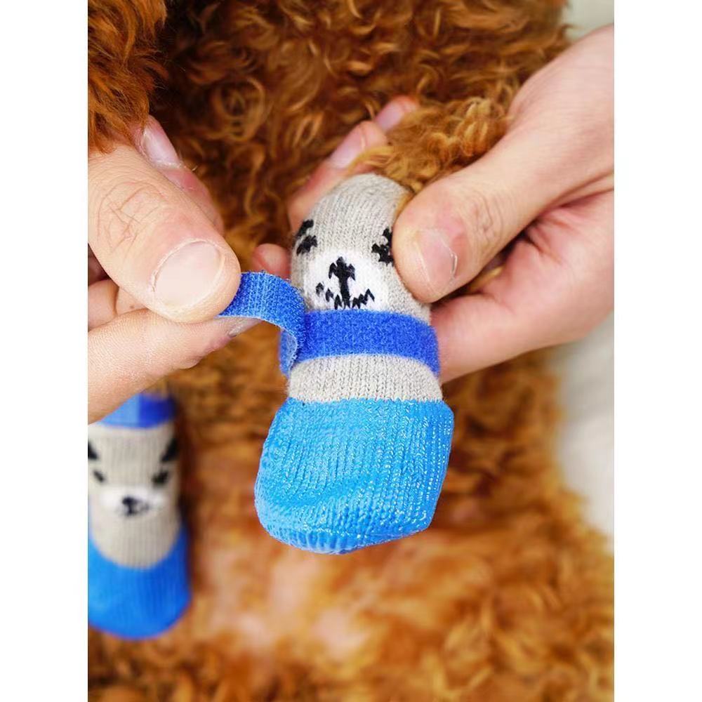 4pcs/Set Waterproof Non-slip Pet Dog Shoes Cotton Rubber Dog Rain Snow Boot Sock for Puppy Large Small Cats Dogs Pet Accessories