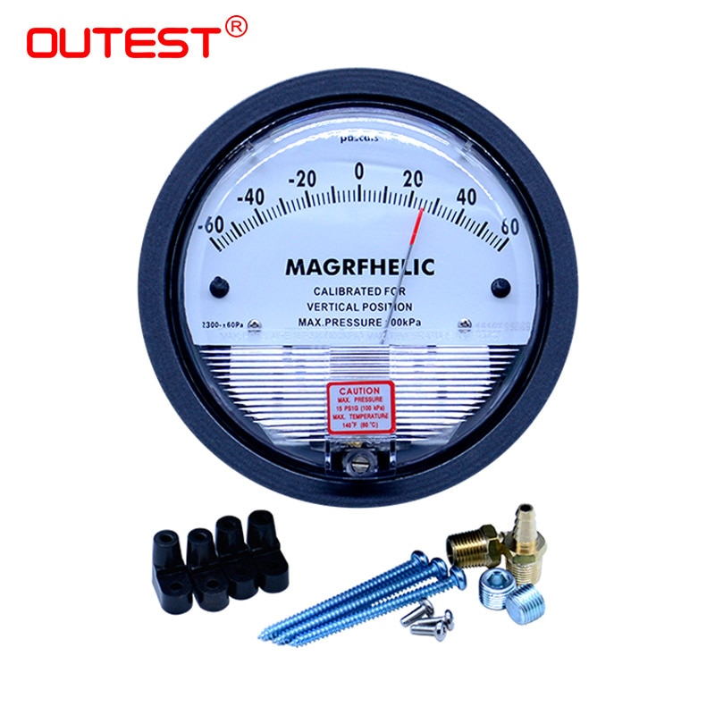 Differenstrykmåler 1/8 "npt lufttryksmåler barometer positivt tryk undertryk (vakuum) måleområde