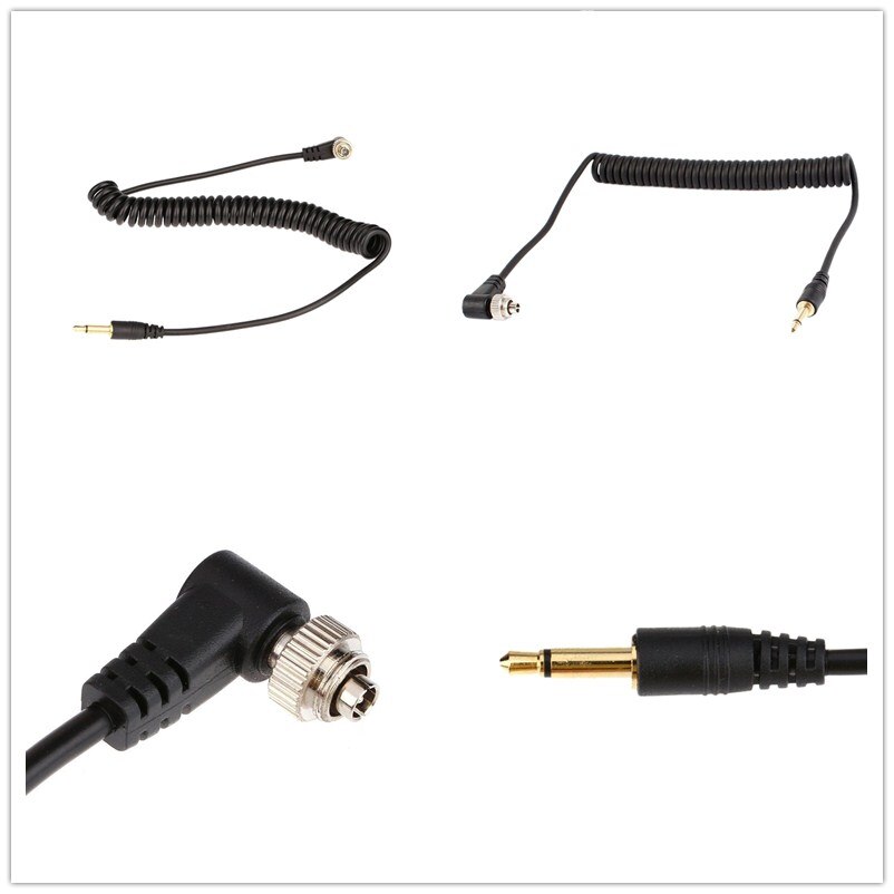 3,5mm a macho PC Flash Sync Cable tornillo bloqueo para disparador estudio luz Cámara accesorios flashes PC Flash Sync Cable 1 Uds
