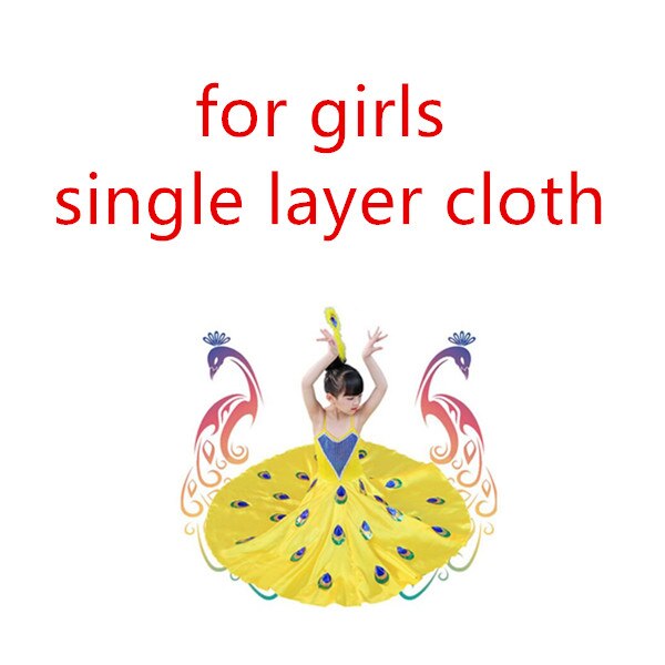 3 colors white dancer costumes for women kids peacock costume girls peacock dress white peacock dress: XS / yellow girl