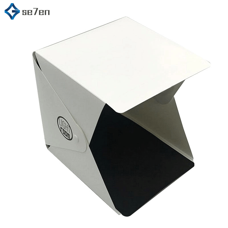 Portable 23*24cm Mini Folding Studio Diffuse Soft Box Lightbox 2 LED Light Black White Photography Background Photo Studio box
