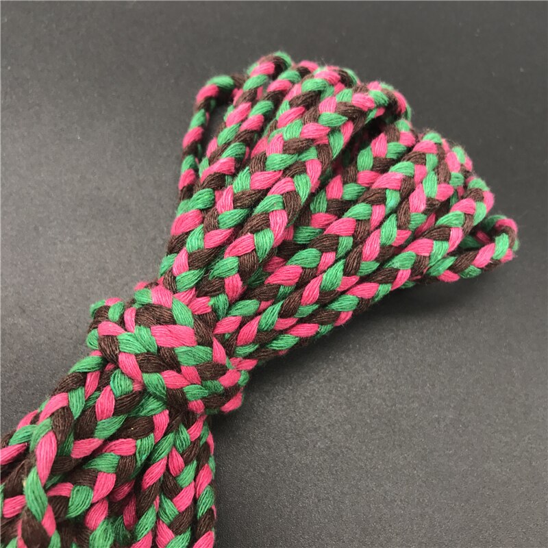 5 yards / lot 6mm bomulds reb fladt tricolor flettet reb håndværk dekorativt snoet snor reb til håndlavet dekoration