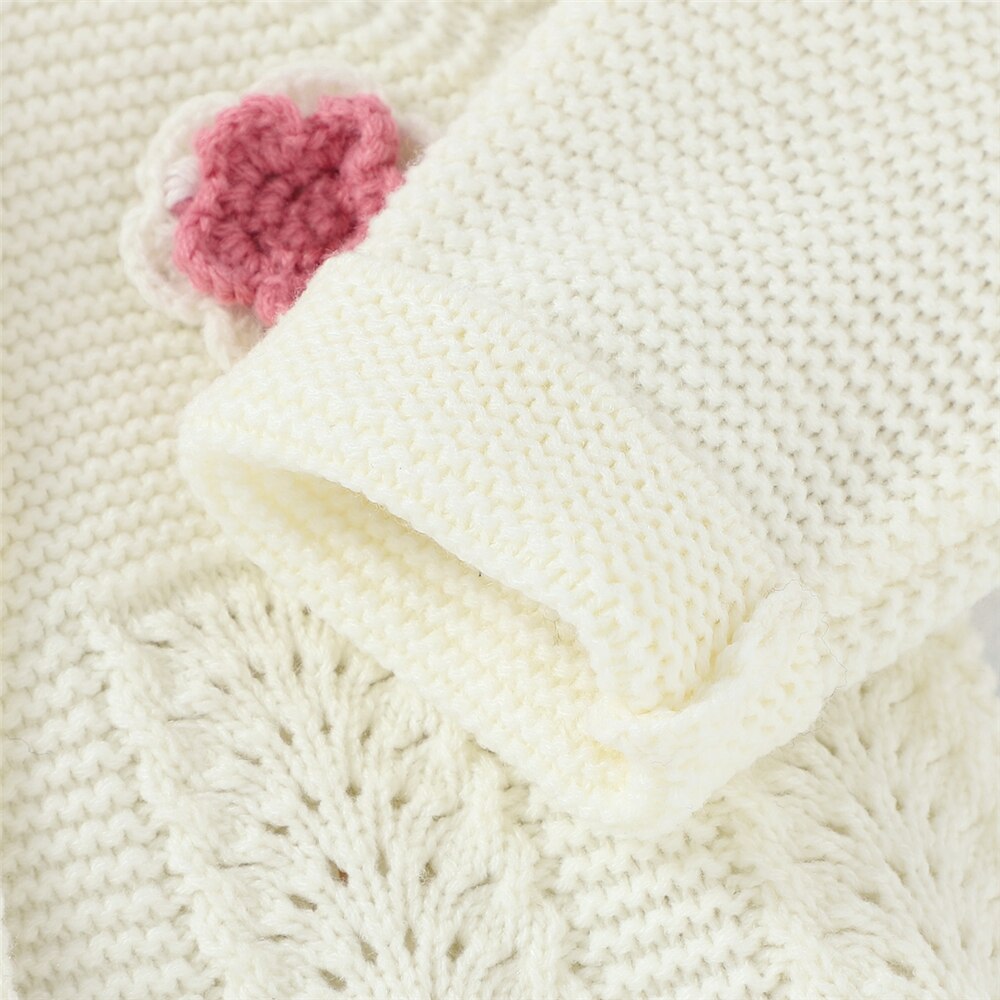 WenaZao Kleinkind Baby Mädchen Jungen Strickjacke SchöNe Geschmack hoch Baumwolle zur Seite fahren Blumen- Beiläufige Gestrickte Oberbekleidung Kleinkind Herbst Kleidung