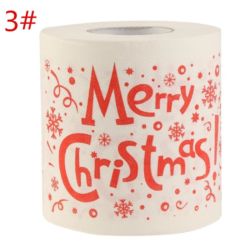 Rollo de papel higiénico para decoración del hogar, suministros festivos de Papá Noel, Reno, navidad, de Año ,: 3