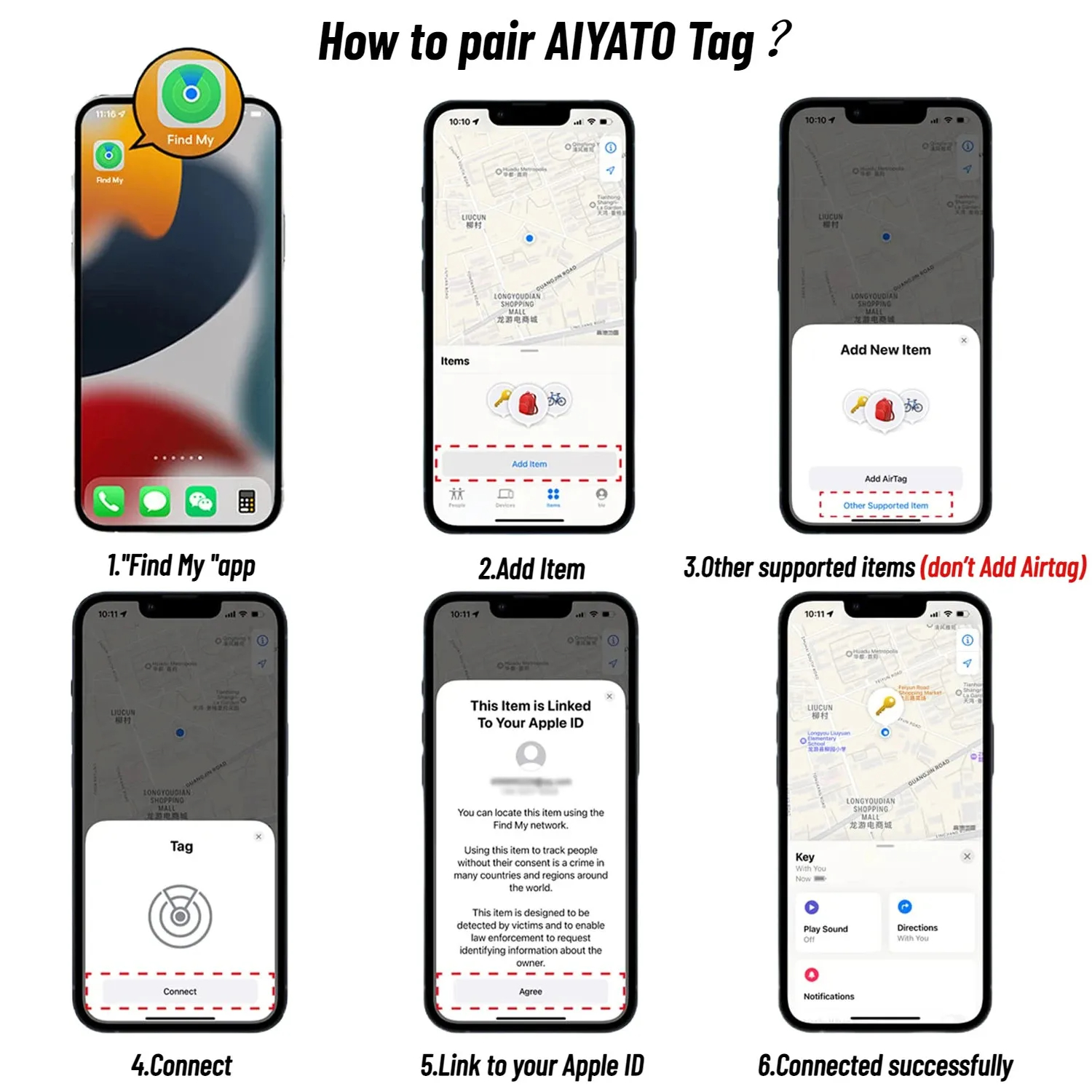 El localizador AIYATO funciona con Apple Find My App, rastreador y buscador de llaves para llaves perdidas, bolsos, carteras, equipaje, solo para IOS