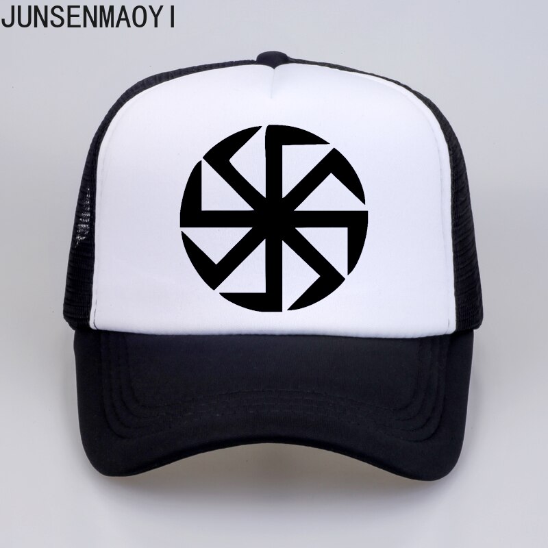 Slavic Amulet Pagan Solar Symbol Slavic Wheel Nordic Amulet Viking Men Baseball Mesh Net Trucker Caps Hats Sun Hat: 7 / kid 52to55cm Head