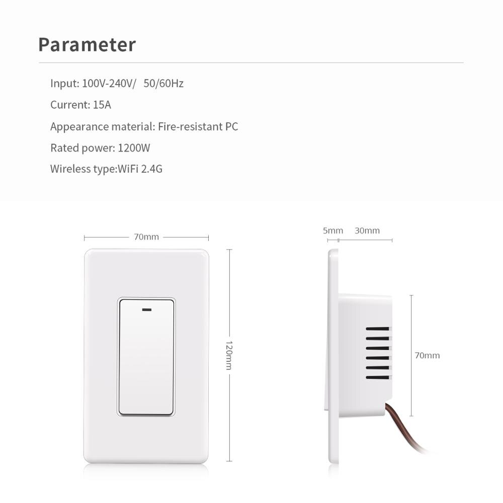 WiFi Apple Homekit Smart Home Wall Switch For LED Light 15A US Standard Smart House Gadgets Home Switches