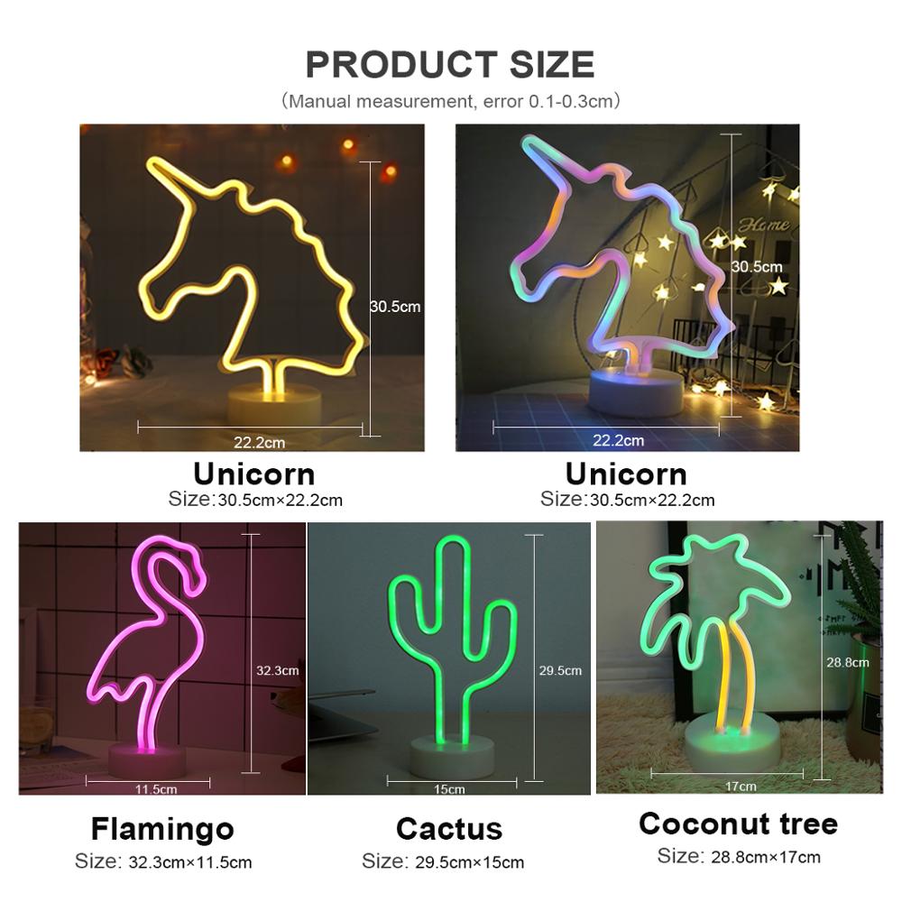 USB/Batterie Neon Lampen Rohr Neon Licht LED Flamingo Einhorn Zeichen Lampe Hause Schreibtisch Tisch Weihnachten Hochzeit Decor Led lampe Kinder
