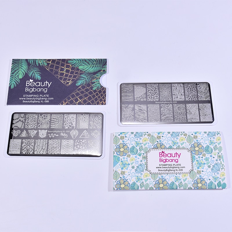 2 st beautybigbang nagelskrivare stämplingsmall set djur blomma träd ringbild nagelkonst stämpel stencilplattor
