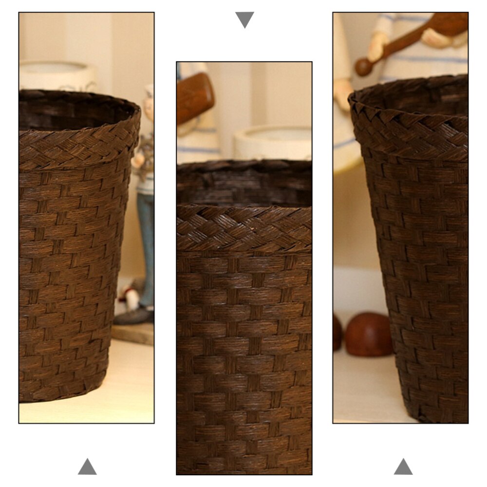 1 Cubo de almacenamiento tejido de paja, cesta de Cubo de basura tejida para libros y periódicos, práctico cesto de almacenamiento, cesto de papel para el hogar