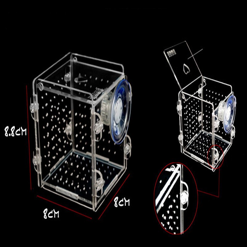 Aquarium Acrylic Fish Bowls Tank Breeding Isolation Box With Sucker For Baby Fish Hatchery Rooms Incubator Reptile Cage