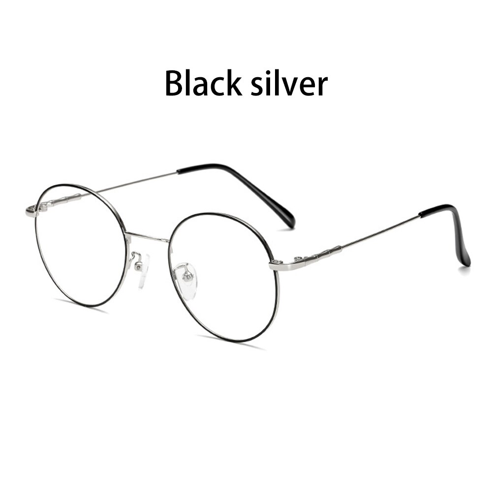 Anti blå stråler vision pleje briller unisex retro klassiske runde metal briller ramme blå lys blokerende computer beskyttelsesbriller: Sort sølv