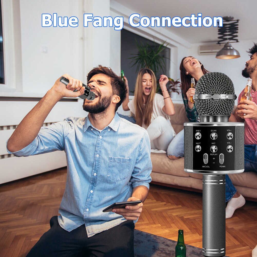 Bluetooth Draadloze Microfoon Luidspreker Handheld Karaoke Microfoon Ktv Muziekspeler