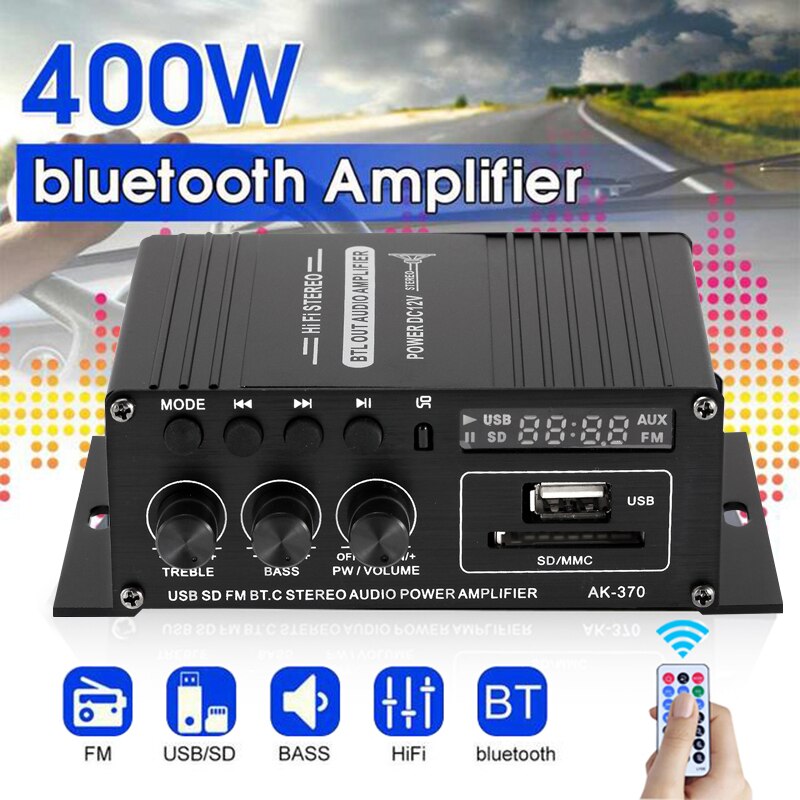 AK35 380 800W Home Digitale Versterkers Audio 110-240V Bass Audio Power Bluetooth Versterker Hifi Fm Auto muziek Subwoofer Speakers: AK370 no plug