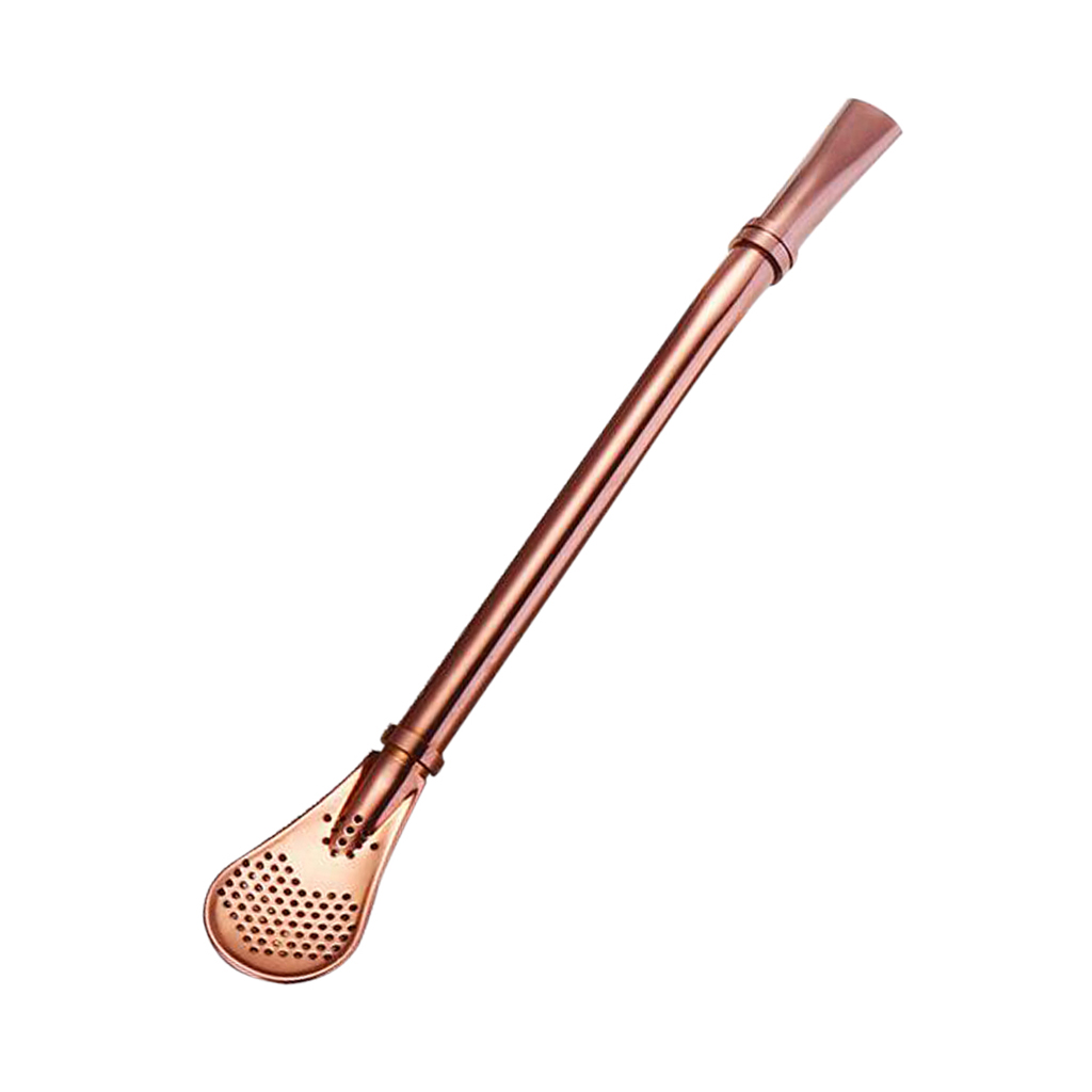6 Colors Spoon Straw Tea Infuser Coffee Spoon Novelty for Adult&Child: Rosy gold