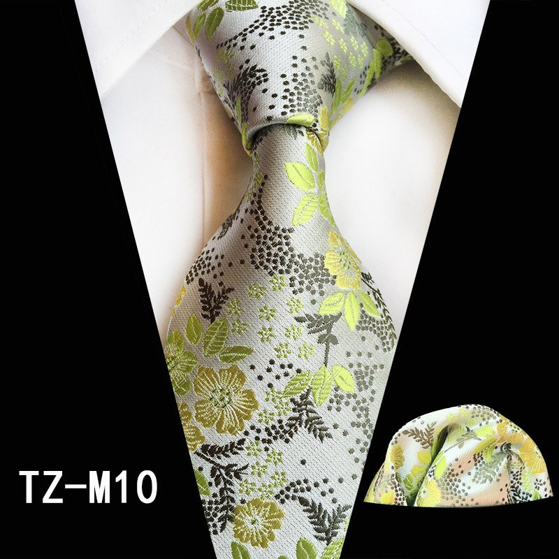 Ricnais Mode 8cm heren Zijden Stropdas Set Rood Groen Paisley Bloemen Handkershief Stropdas Pak Business Bruiloft Formele Hals ties Set: 10