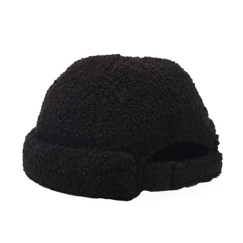Vinter varm hipbeanies kvinder mand hat vasket retro kraniet cap justerbar brimless hat åndbar beanie hatcap: 1