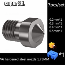 7 Stks/set V6 Gehard Staal Nozzle 1.75Mm M6 Draad Voor Afdrukken Pei Peek Of Koolstofvezel E3D Hotend 3D printer Onderdelen