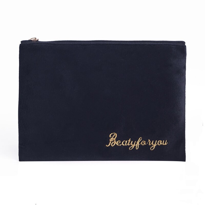 Women Cosmetic Bag Cute Mini Soft Velvet Make Up Case Zipper Bag Organizer Toiletry Makeup Bags for Travel Ladies Beauty Case: Black