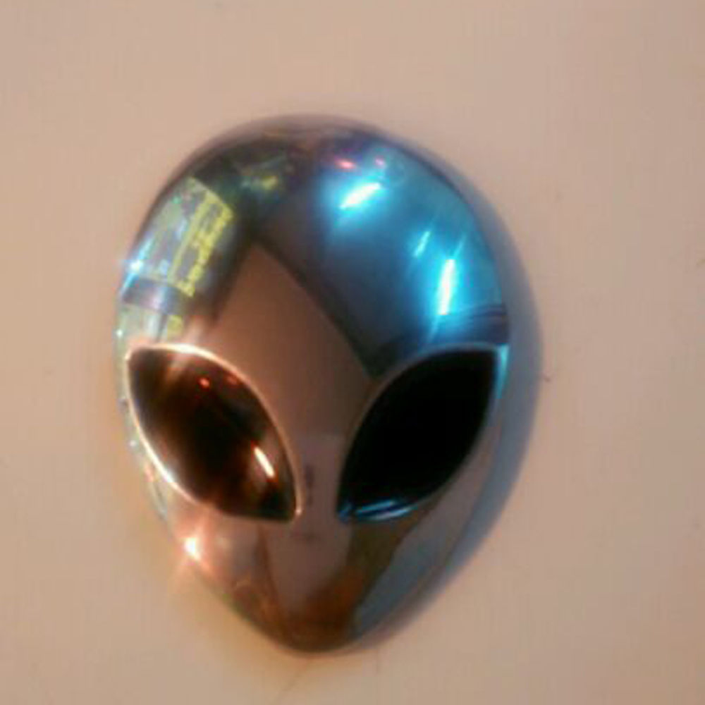 3D Alien UFO ET Full Metal Head Auto Badge Car Sticker Decal Bronze