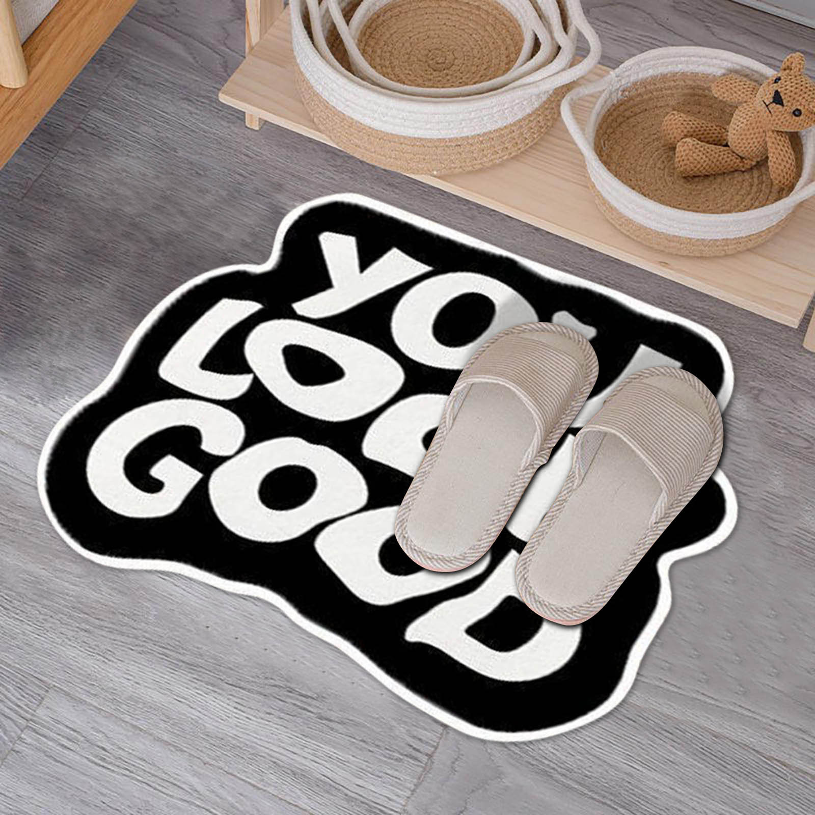 You Look Good Bath Mat Anti-Slip Bath Mat Bathroom Rug Absorbent Bath Mat English Letter Bathroom Mat 54*64CM