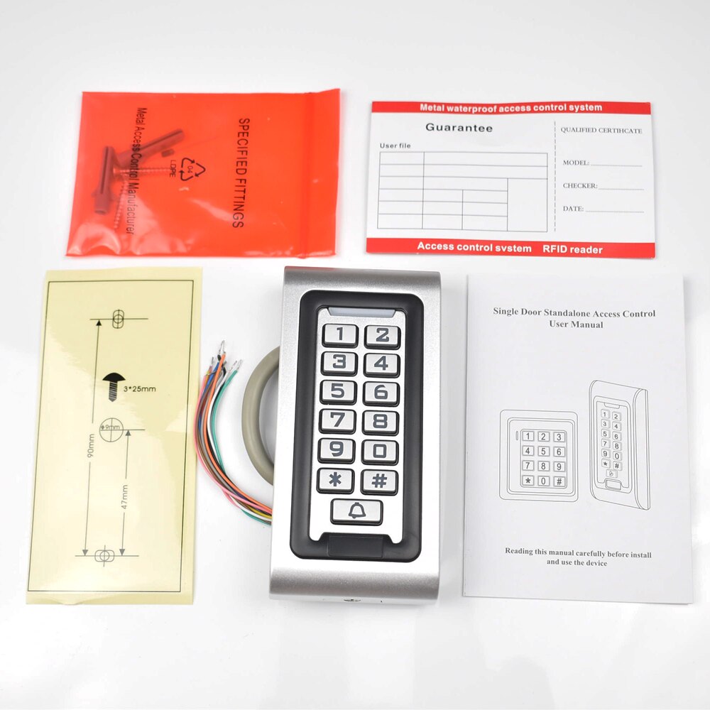 125Khz IP68 Toetsenbord Rfid Toegangscontrole Systeem Proximity Card Standalone 2000 Gebruikers Deur Toegangscontrole Waterdicht Metal Case