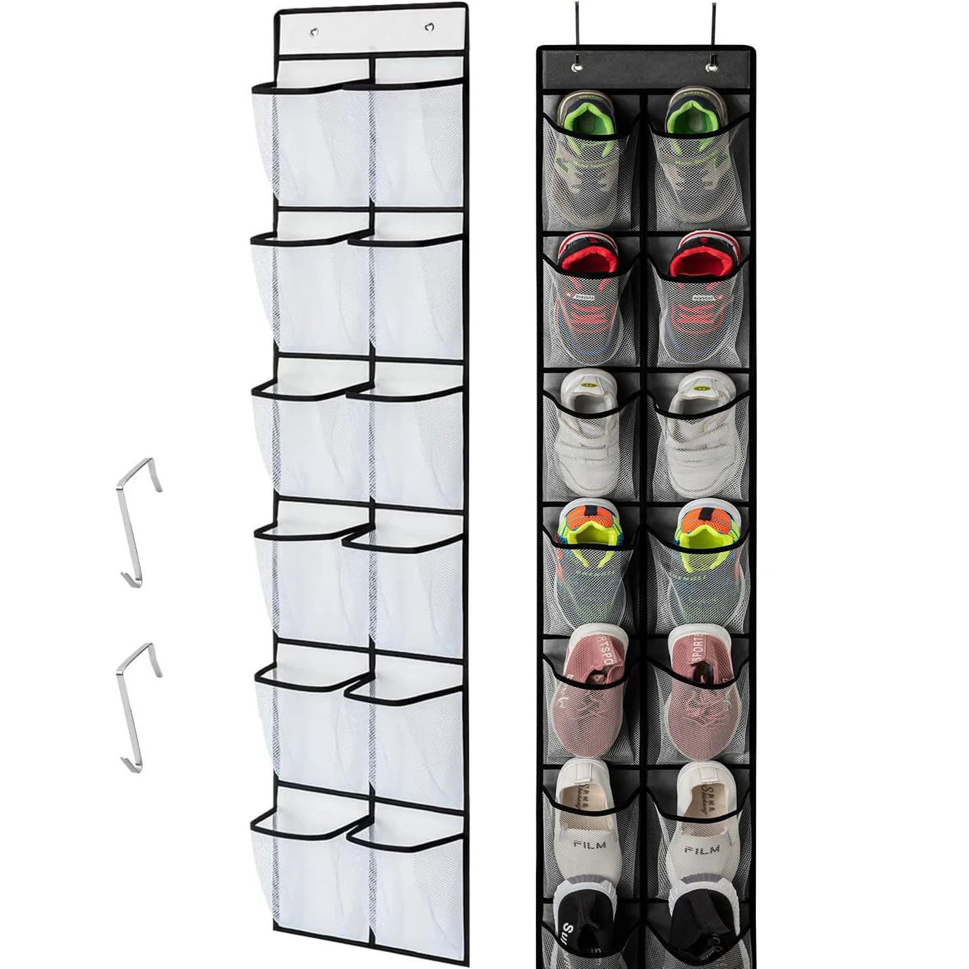 Zapatero colgante organizador sobre la puerta organizador de zapatos 12/14 bolsillos grandes de malla transpirable zapatillas organizador almacenamiento de zapatos