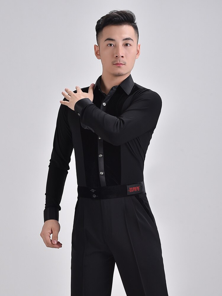 Chemise pour hommes, vêtements d&#39;entraînement de danse moderne, chemise Flamenco, concours de danse latine, vêtements de danse
