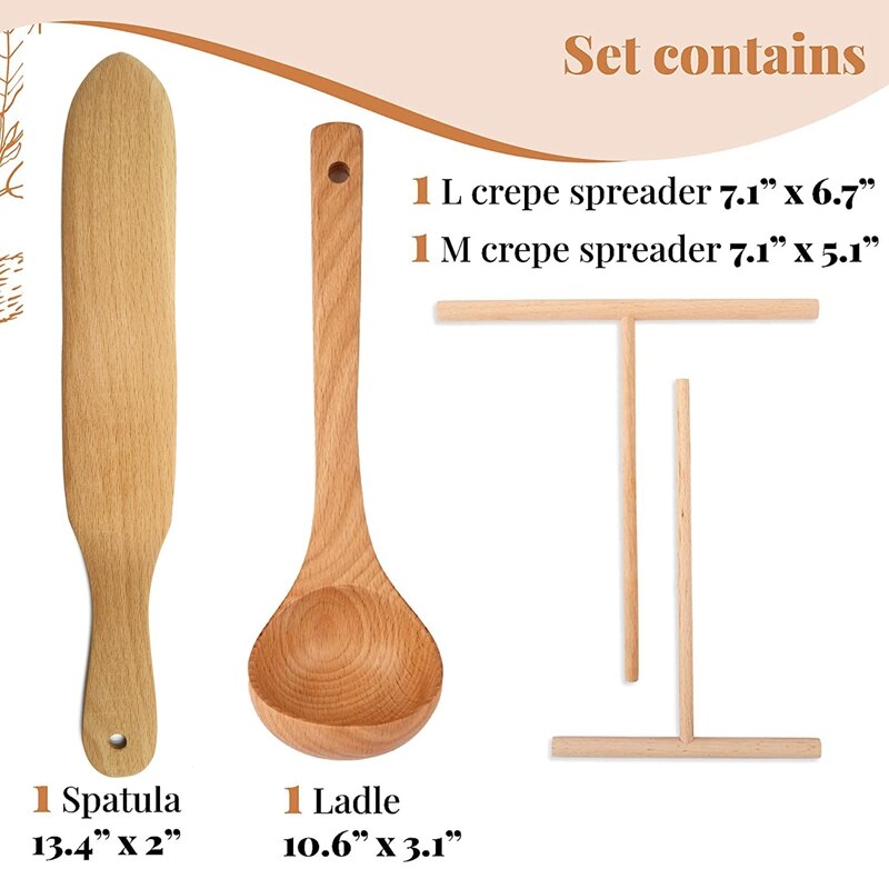 Spatola e mestolo per spalmatore di Crepe, strumento per Pancake Versatile grande e medio, dimensioni convenienti per Crepe antiaderente