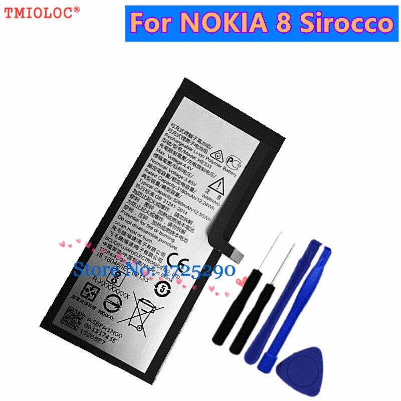 Batería HE333 de 3260mAh para NOKIA 8 Sirocco TA-1005 + herramientas, nueva,
