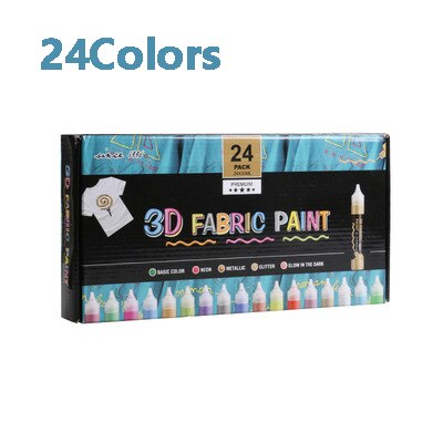 24/36Colors 3D Fabric Paint Acrylic Paint Set For Artist Painting Textile Clothing Glass Ceramic Graffiti Painting Supplies: 24Color