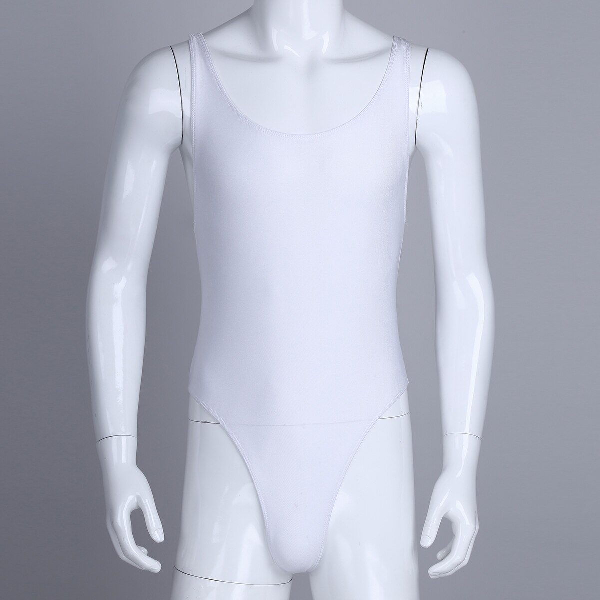Mannen Een stuk Mankini Bodysuit Turnpakje Singlet Ondergoed gymnastiek Turnpakje Zwemkleding voor mannen badpakken badpakken mannen: White / M