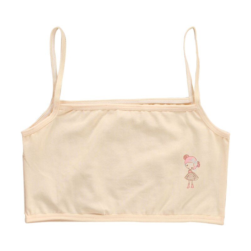 [B216] reggiseno per bambini senza schienale in pizzo per ragazze cinturino sottile in cotone per studenti intimo estivo stile gilet piccola imbracatura per lo sviluppo: Beige
