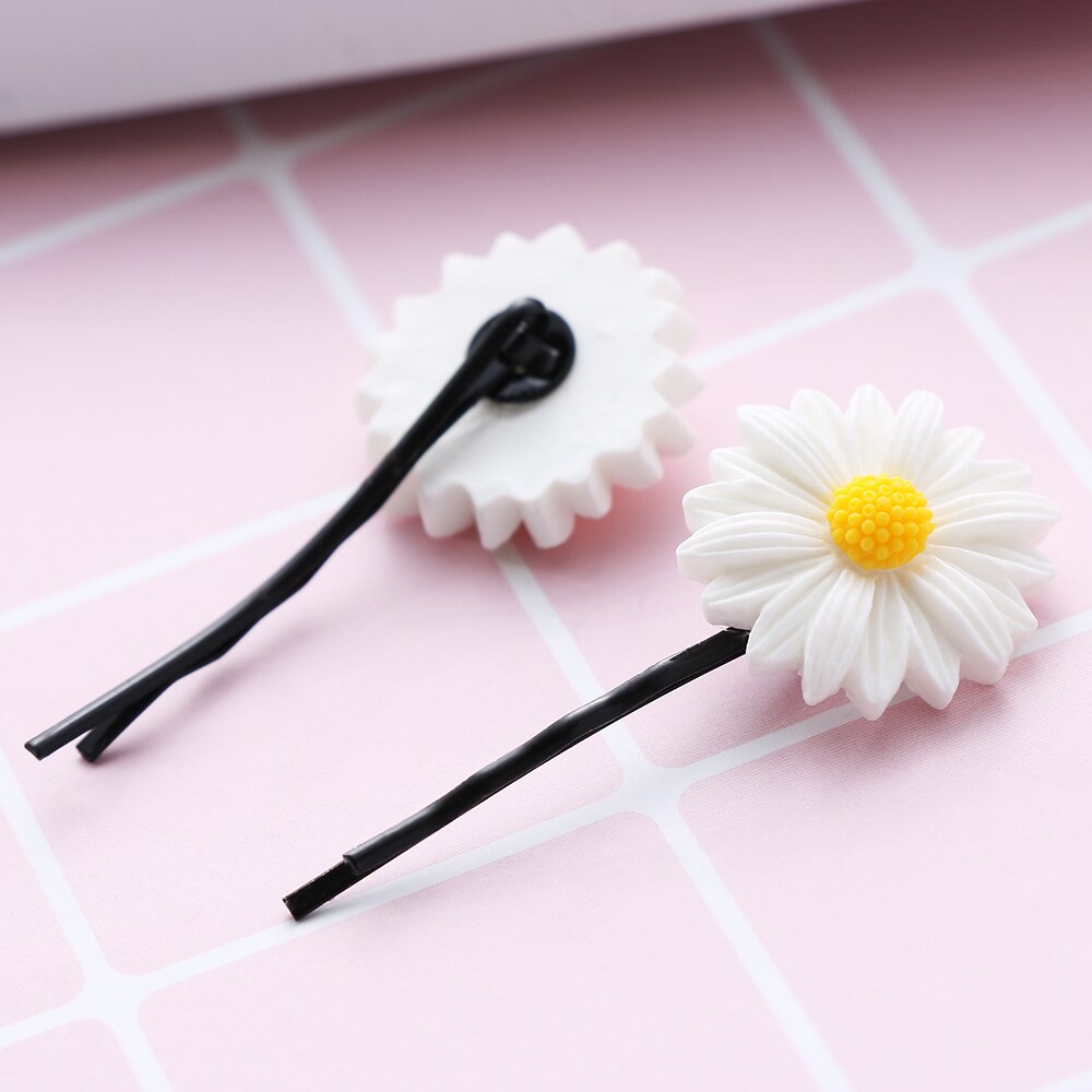 2Pcs Mini Daisy Flower Sweet Hair Clip Ring Elastic Rope Bands HairPins Ponytail Girls Kids Hairband Hair Accessories