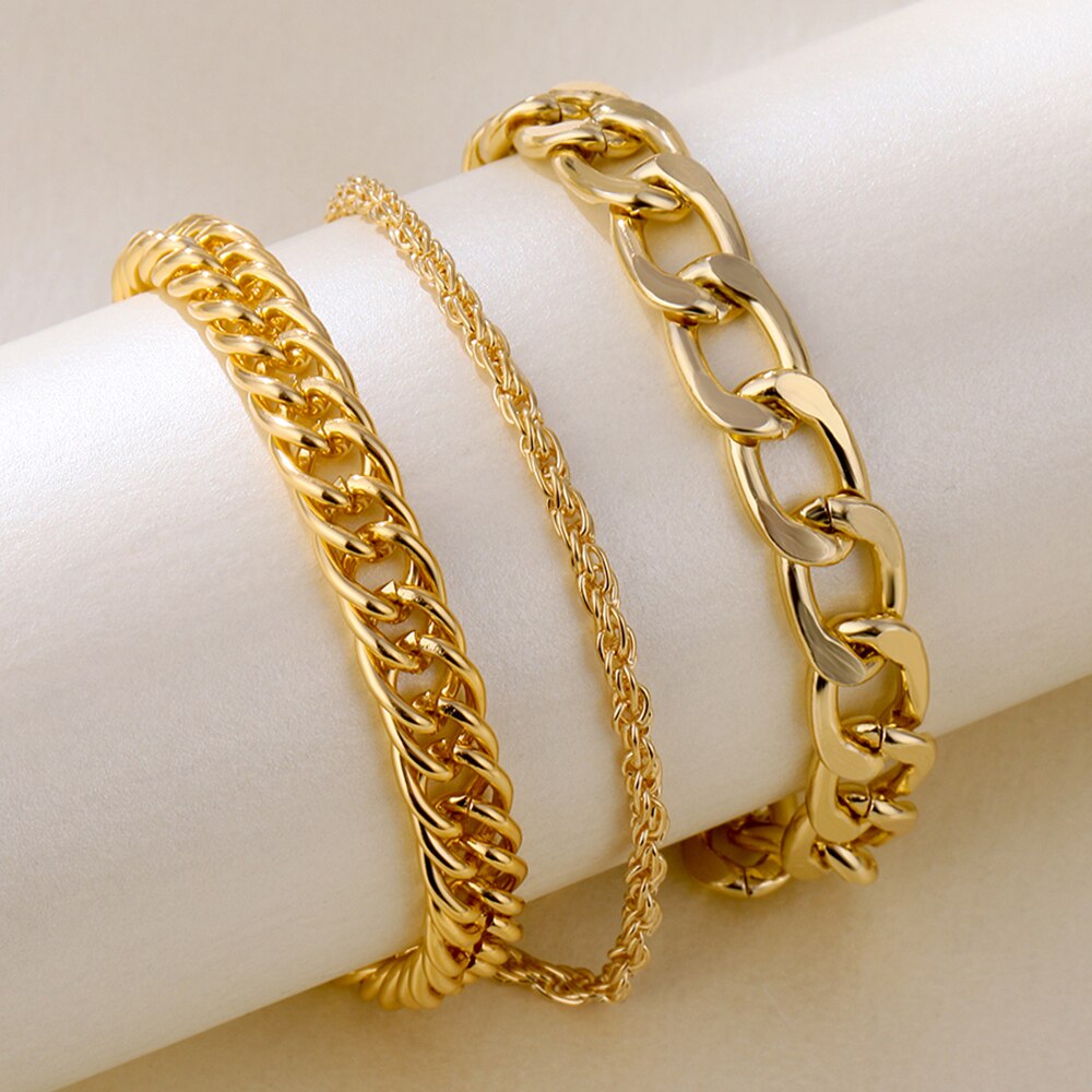IPARAM-tobilleras de cadena trenzada Vintage bohemio dorado para mujer, conjunto de tobilleras de pierna con cadena gruesa, joyería para playa