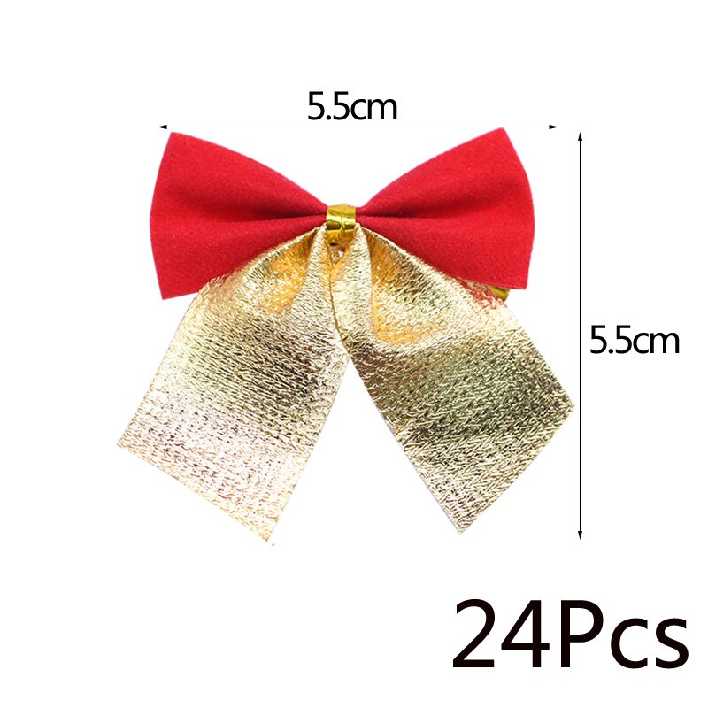 Decoración de árbol de Navidad Rojo Dorado plateado con lazo, adorno de Navidad, de Año , caja de con lazo DIY, suministros de decoraciones para fiestas: B04