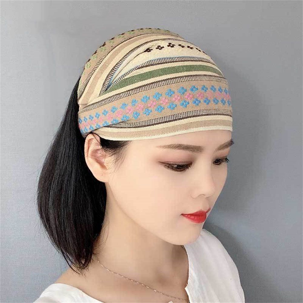Stil pannband randig hårsjal bred huvudband turban tyg bomull trend elastiska hårband för kvinnor flickor